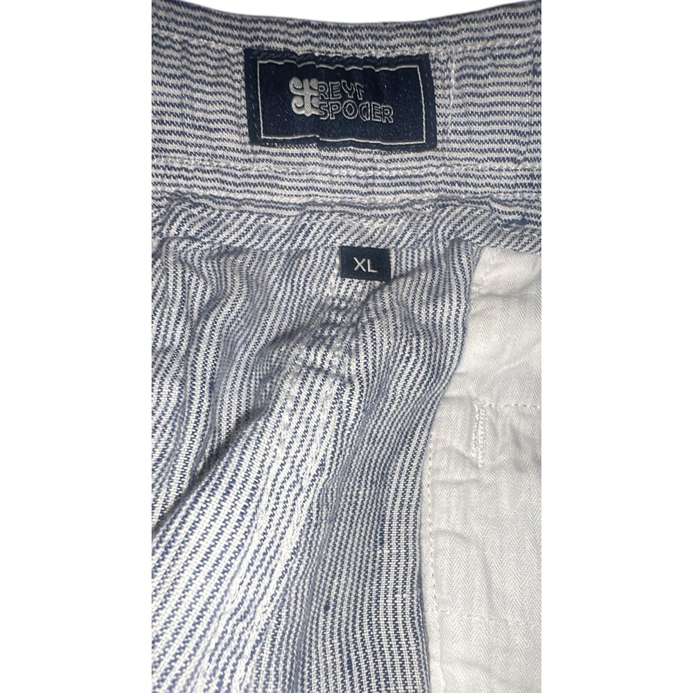 Reyn Spooner Linen Drawstring Shorts XL Blue Stripe Beach Resort Coastal Men Y2K